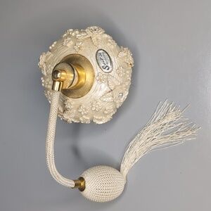 Vintage Santini Resin Floral Rhinestone Beaded bottom Edge Perfume Atomi…